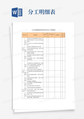 人力资源部岗位职责及分工明细表【精】