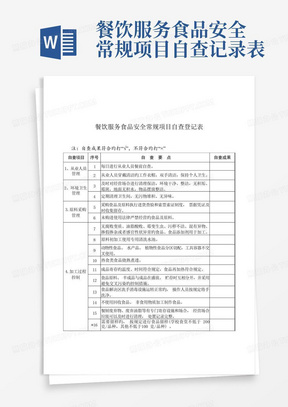 餐饮服务食品安全常规项目自查记录表