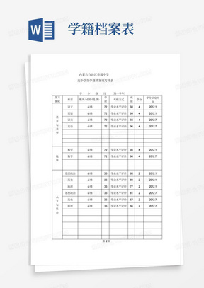 (完整版)高中学生学籍档案填写样表