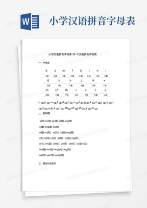 小学汉语拼音字母表26个汉语拼音字母表