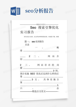 Seo搜索引擎优化实习报告