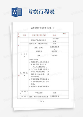 商务考察行程安排表(DOC)