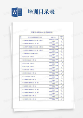 已出版国家职业资格培训教程目录