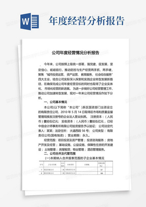 公司年度经营情况分析报告