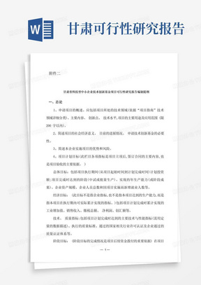 ...省科技型中小企业技术创新基金项目可行性研究报告编制提纲