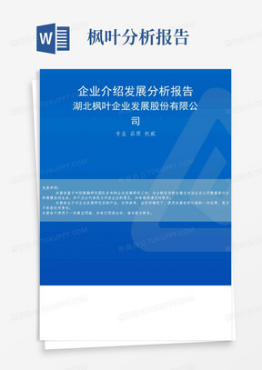 湖北枫叶企业发展股份有限公司介绍企业发展分析报告