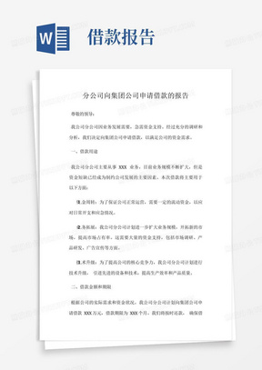 分公司向集团公司申请借款的报告