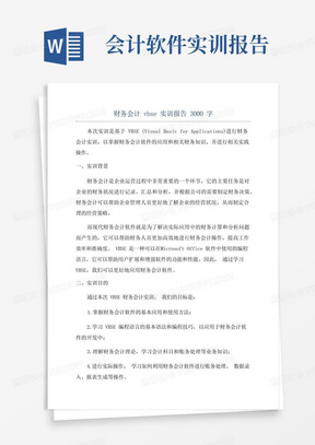 财务会计vbse实训报告3000字