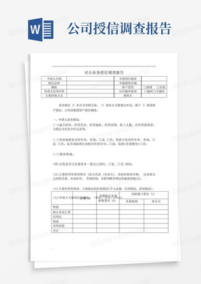 对公业务授信调查报告