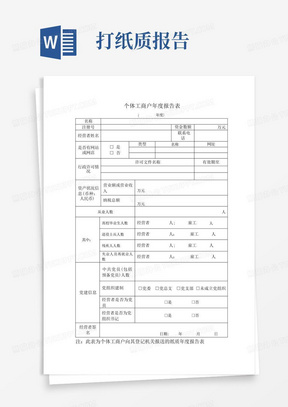 个体工商户年度报告表(纸质版)