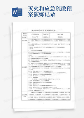 灭火和应急疏散预案演练记录