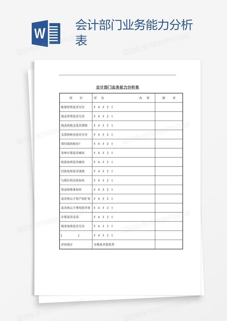 会计部门业务能力分析表