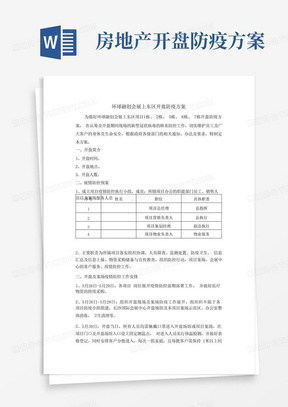 房地产开盘防疫方案