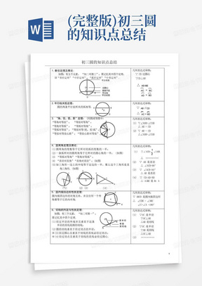 (完整版)初三圆的知识点总结