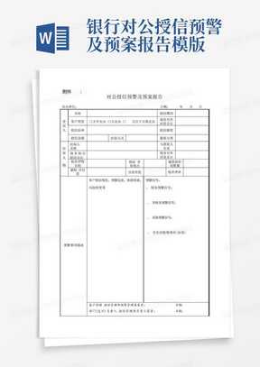 银行对公授信预警及预案报告模版