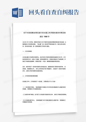 关于对巡视整改情况进行回头看工作开展自查自纠情况的报告