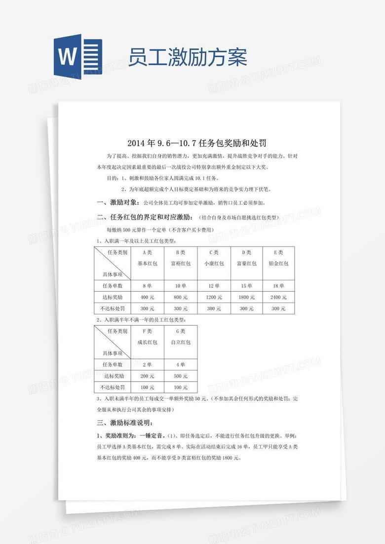 员工激励方案