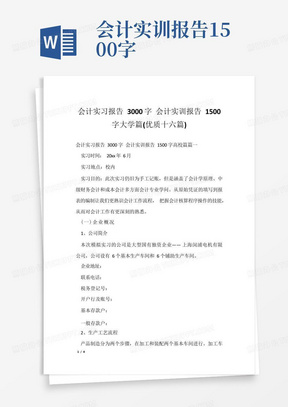 会计实习报告3000字会计实训报告1500字大学篇(优质十六篇)