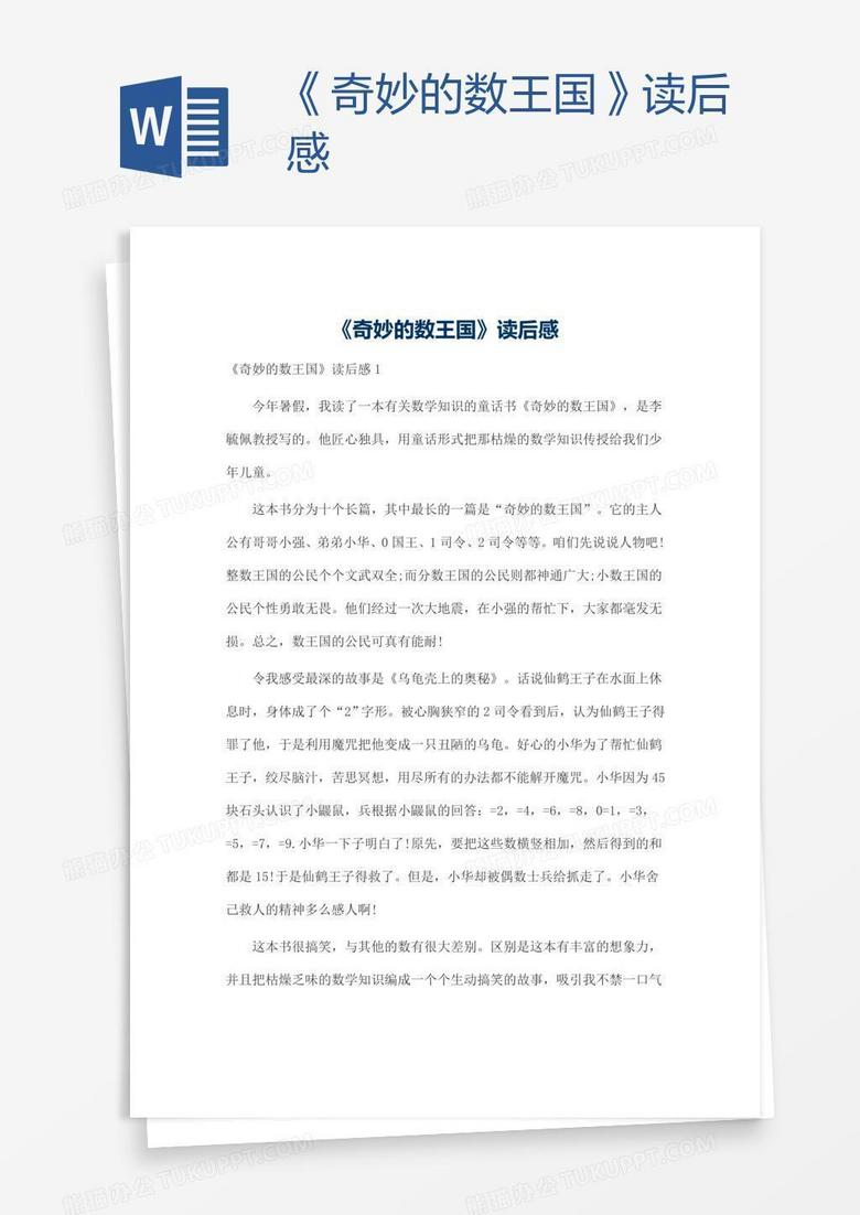 《奇妙的数王国》读后感