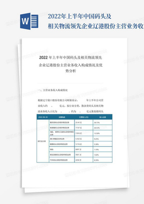 2022年上半年中国码头及相关物流领先企业辽港股份主营业务收入构成情况...