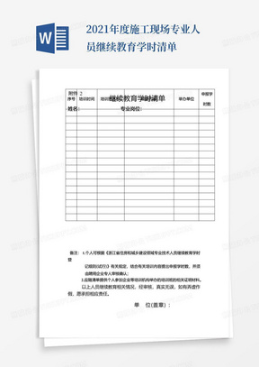 2021年度施工现场专业人员继续教育学时清单