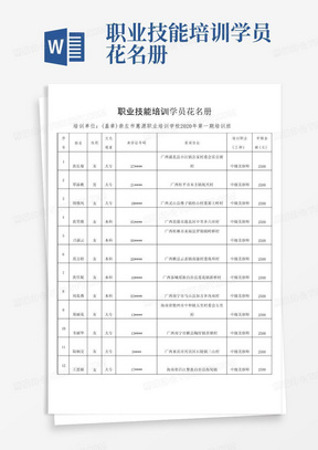 职业技能培训学员花名册