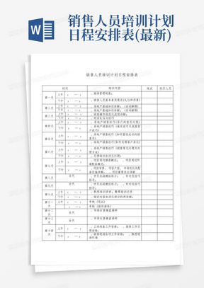 销售人员培训计划日程安排表(最新)