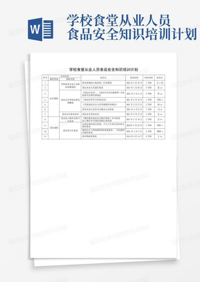 学校食堂从业人员食品安全知识培训计划