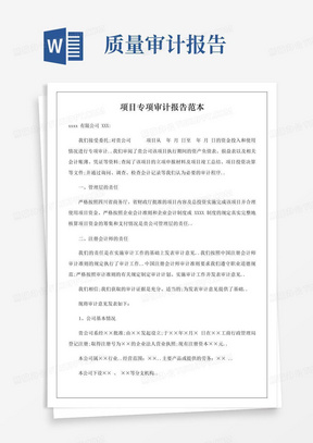 公司质量管理体系项目专项审计报告