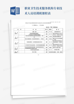 职业卫生技术服务机构专业技术人员培训班课程表