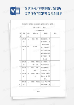 深圳宣传片剪辑制作_石门街道禁毒教育宣传片分镜头脚本