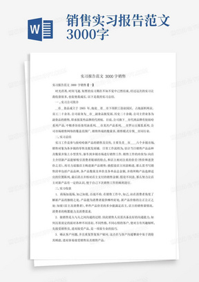 实习报告范文3000字销售