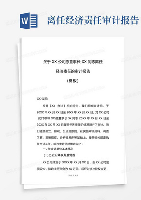 离任经济责任审计报告模板(很详细,包含被审计单位基本情况、财务绩效...