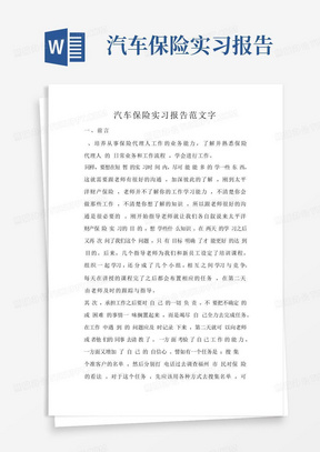 汽车保险实习报告范文字