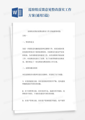 巡察组反馈意见整改落实工作方案(通用5篇)