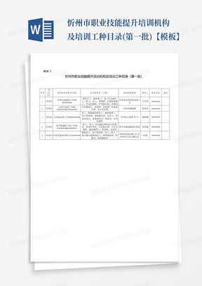 忻州市职业技能提升培训机构及培训工种目录(第一批)【模板】