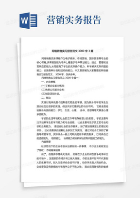 网络销售实习报告范文3000字3篇