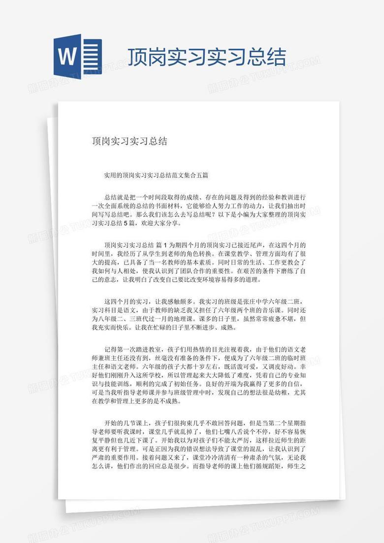 顶岗实习实习总结