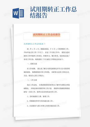 试用期转正工作总结报告