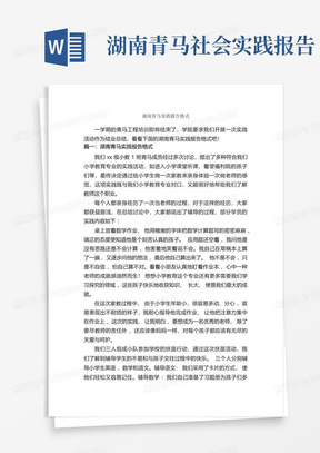 湖南青马实践报告格式_社会实践报告_