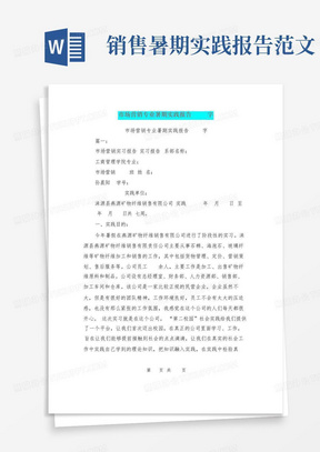 市场营销专业暑期实践报告3000字