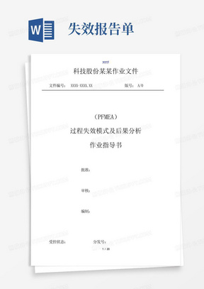 PFMEA过程失效模式及后果分析报告