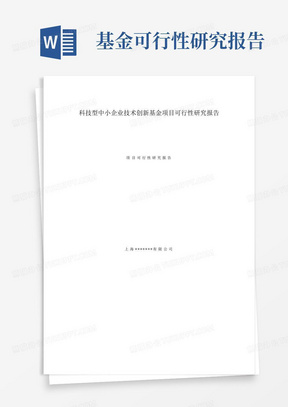 科技型中小企业技术创新基金项目可行性研究报告