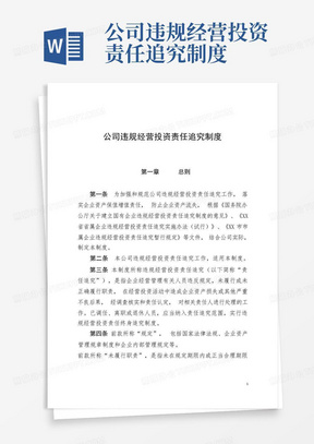 公司违规经营投资责任追究制度