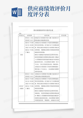 供应商绩效评价月度评分表