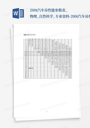 200t汽车吊性能参数表_物理_自然科学_专业资料-200t汽车吊性能参数...