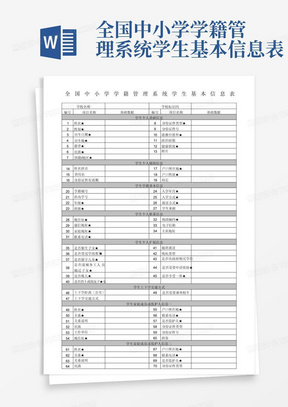 全国中小学学籍管理系统学生基本信息表