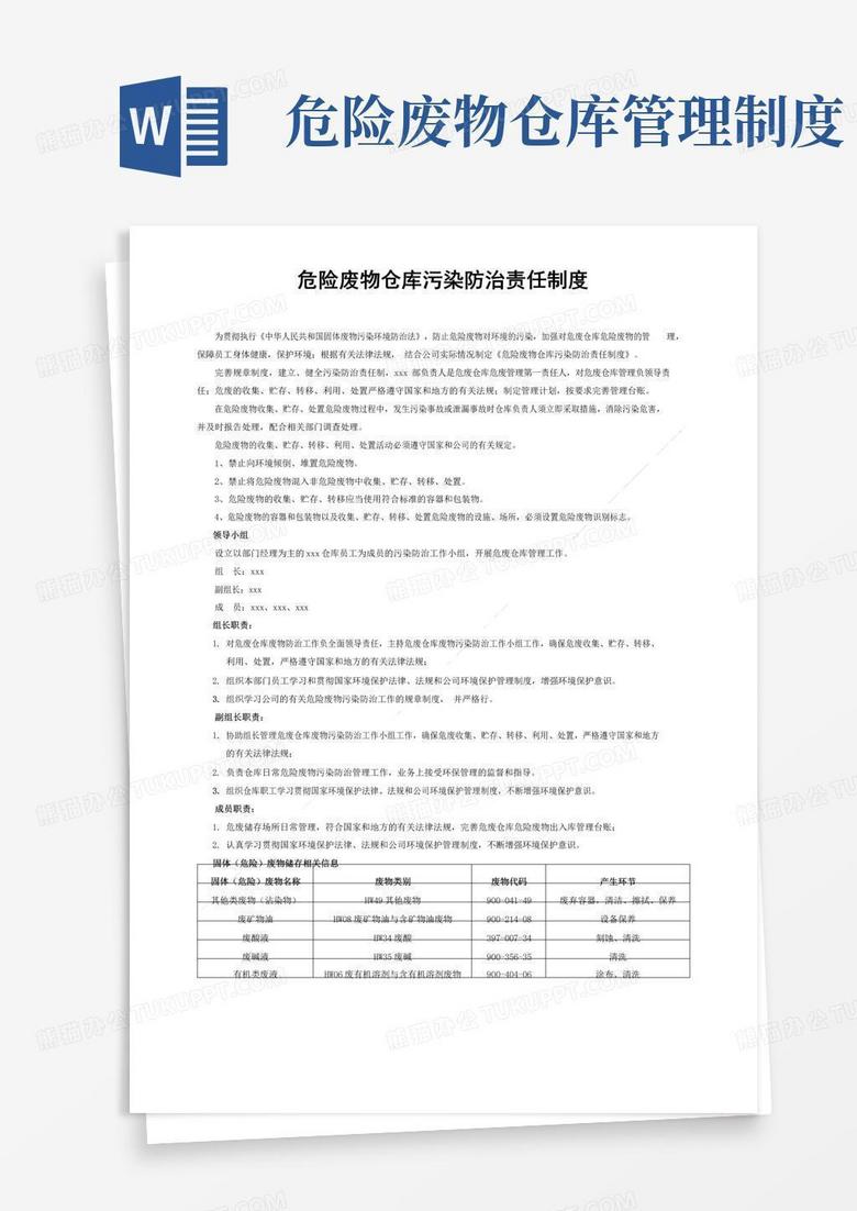 实用的危险废物仓库污染防治责任制度