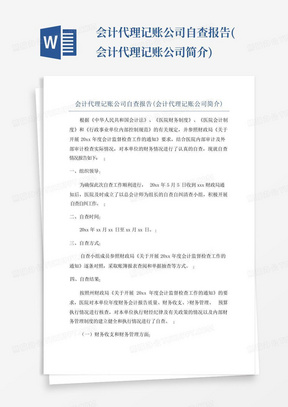 会计代理记账公司自查报告(会计代理记账公司简介)