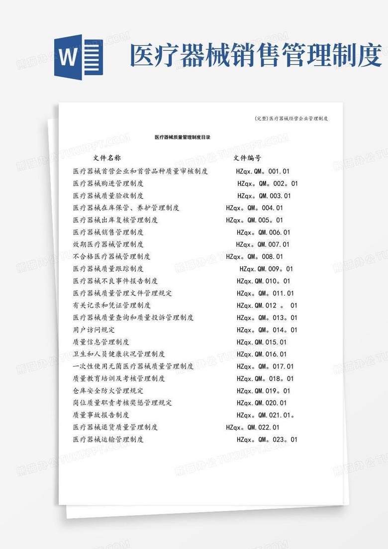 实用的(完整)医疗器械经营企业管理制度